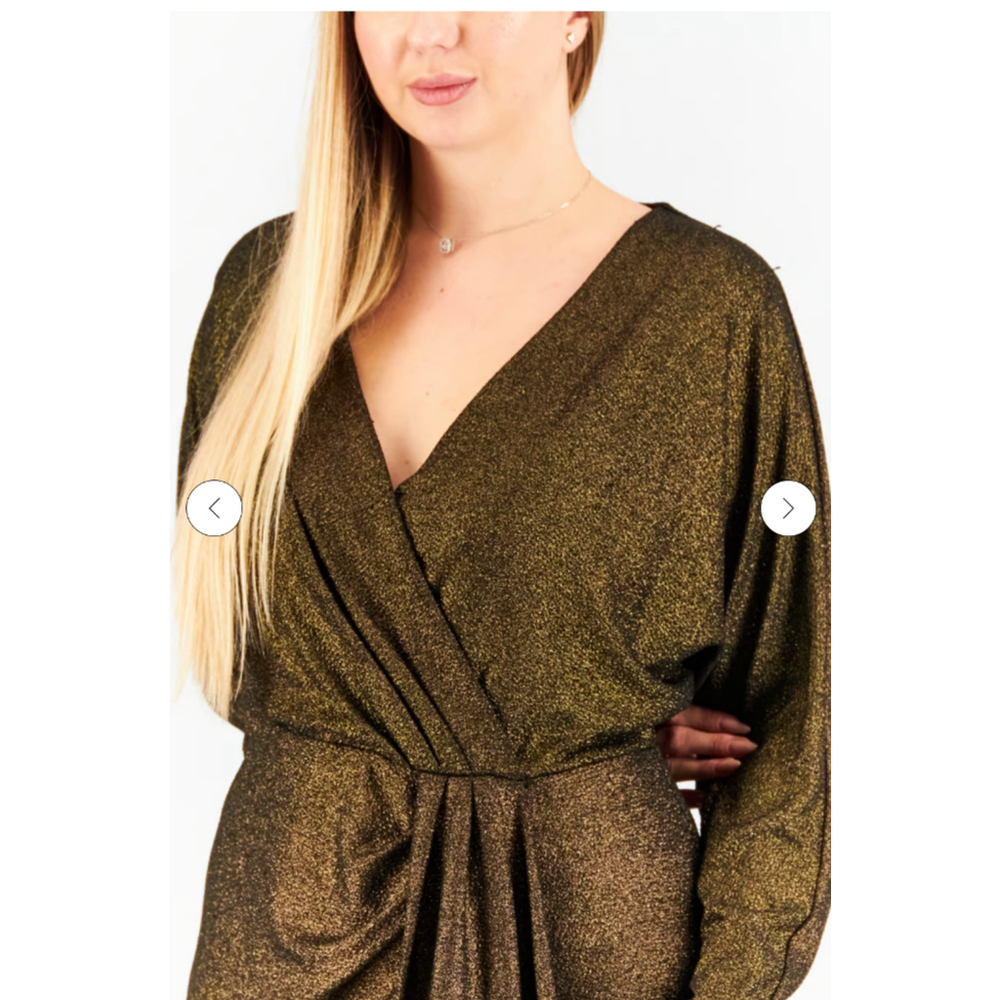 Women's Lauren Ralph Lauren long sleeve Dress Size 16 Gold and Black - Picture 2 of 3